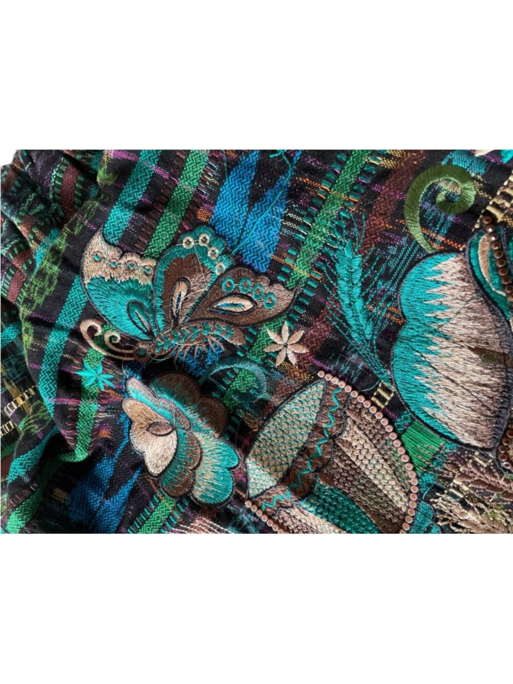 Vintage Guatemalan Hand Woven Half Apron Delantal Intricate Butterfly Floral Emb - Picture 11 of 15